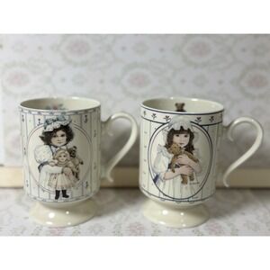 Vintage Jan Hagara Mug Set Sara May & Christina B&J Art Designs 1984 1985